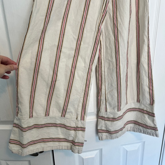 Billabong Women’s Cream Wide Leg Pants with Multicolor Stripes - Picture 2 of 6